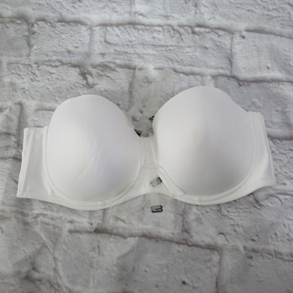 Vanity Fair Strapless Bra underwire 44D White Clear strap Beauty Back 74380